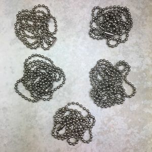 Silver Necklace Chain DogTag Set 5 Pack